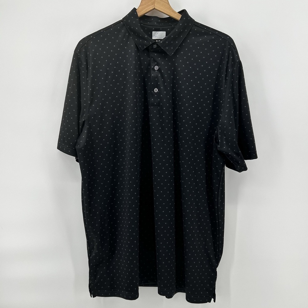 Greg Norman ML75 Polo‎ XL Black Micro Paisley Golf Performance Shirt Wicking